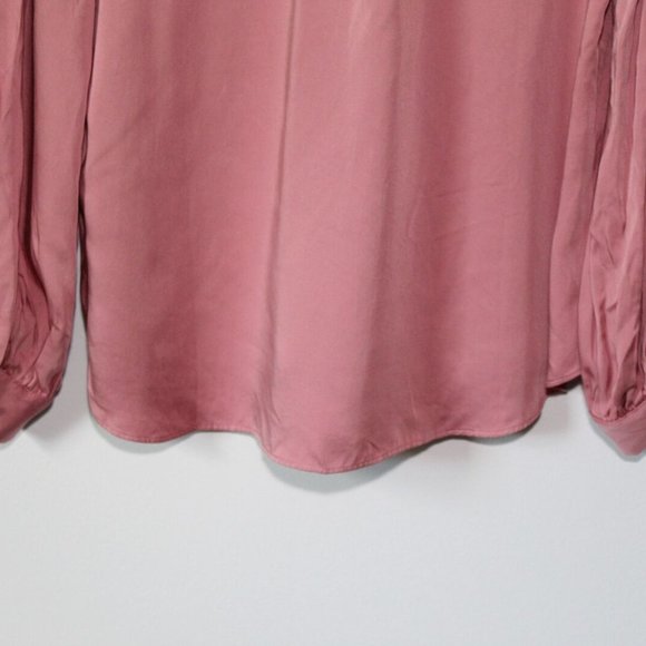 NWT Chico's Sandwashed Satin Ruffle Blouse Pink Women's Top Size 2 12 14 H13810 - Picture 9 of 10